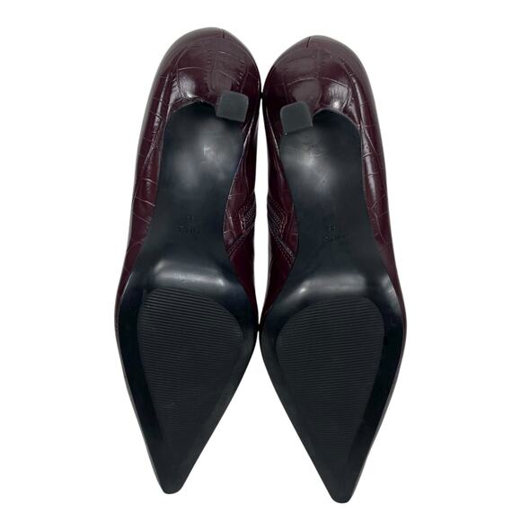 Mango Pointed Toe Crocodile Kitten Heel Ankle Boots Burgundy Size 36/ 6 - Picture 9 of 12